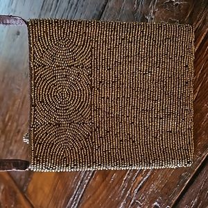 Fair-trade Evening Bag.  Beaded, Minimalist, Brass, Metallic